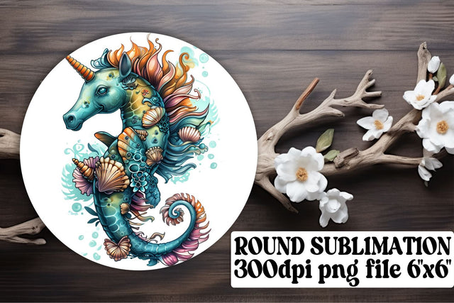 Tranquil Marine Life Circle Set - Watercolor Keychain Coasters Sublimation afrosvg 