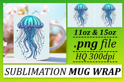 Tranquil Marine Life Sublimation Pattern, Vibrant Ocean Fish Mug Design Sublimation afrosvg 