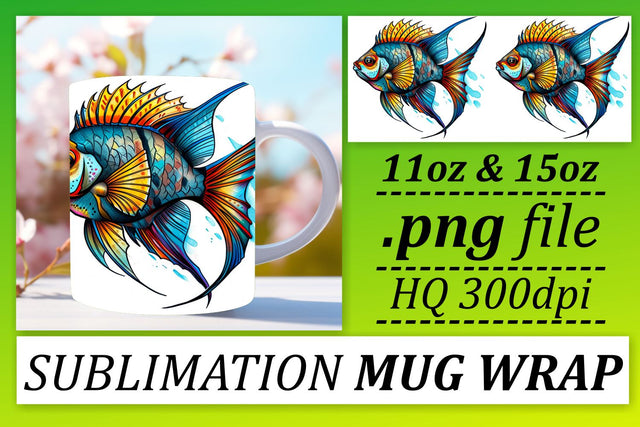 Tranquil Ocean Fish Sublimation Wrap, Marine Life Artwork for Mugs Sublimation afrosvg 