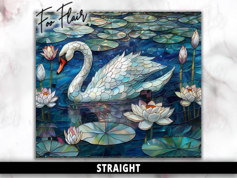 Tranquil Swan and Lotus Pond Seamless Sublimation Design for 20oz Skinny Tumbler Wrap Sublimation FooFlair 
