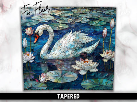Tranquil Swan and Lotus Pond Seamless Sublimation Design for 20oz Skinny Tumbler Wrap Sublimation FooFlair 
