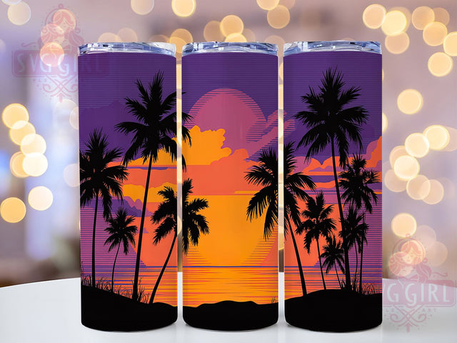 Tranquil Tropics Sunset Beach Tumbler, Sunset Tumbler Design, Beach Sublimation Wrap, Palm Tree Tumbler, 20oz Tumbler Sublimation, Tropical Beach Tumbler, Sunset Beach Wrap Sublimation SvggirlplusArt 