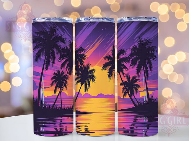Tranquil Tropics Sunset Beach Tumbler, Sunset Tumbler Design, Beach Sublimation Wrap, Palm Tree Tumbler, 20oz Tumbler Sublimation, Tropical Beach Tumbler, Sunset Beach Wrap Sublimation SvggirlplusArt 