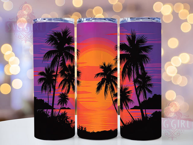 Tranquil Tropics Sunset Beach Tumbler, Sunset Tumbler Design, Beach Sublimation Wrap, Palm Tree Tumbler, 20oz Tumbler Sublimation, Tropical Beach Tumbler, Sunset Beach Wrap Sublimation SvggirlplusArt 