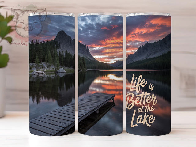 Tranquil Waters Lake Life Tumbler, Lake House Gift, Lakeside Living Cup, Lake Lover Present, Cabin Life Design, Lake Quote Gift, Sublimation Template Sublimation Lara' s Designs 