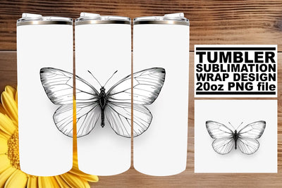 Tranquility Wings: Butterfly Sublimation Wrap - 20oz Tumbler Sublimation afrosvg 