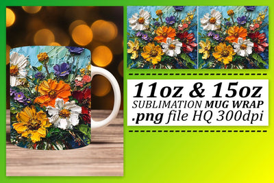 Transform Your 11oz & 15oz Mug into a Captivating Floral Delight - Sublimation Wrap Sublimation afrosvg 