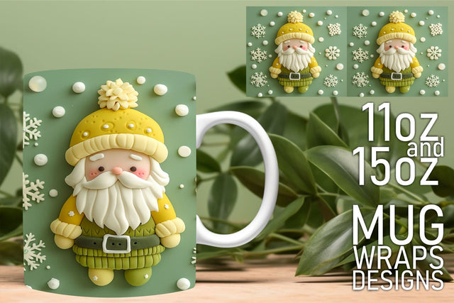 Transform your creativity, beautiful wraps for mugs! , 3D Santa Sublimation HoodArtCraft 