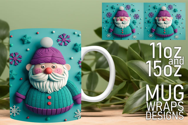 Transform your mug designs, unique PNG templates await! , 3D Santa Sublimation HoodArtCraft 