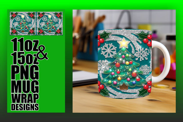 Transform your mugs, easy-to-use sublimation templates! , 3D Xmas Sublimation HoodArtCraft 