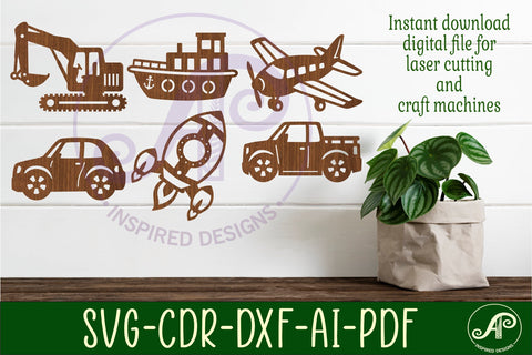 Transport Silhouette laser cut shape SVG APInspireddesigns 