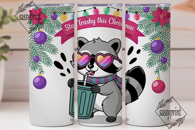 Trashy Christmas Raccoon 20oz Tumbler Sublimation sassyprint 