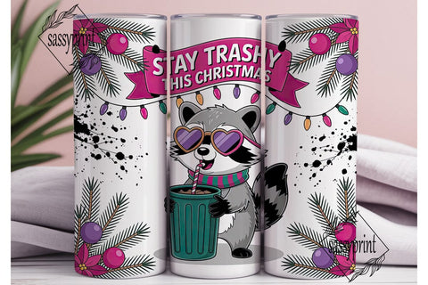 Trashy Christmas Raccoon 20oz Tumbler Sublimation sassyprint 