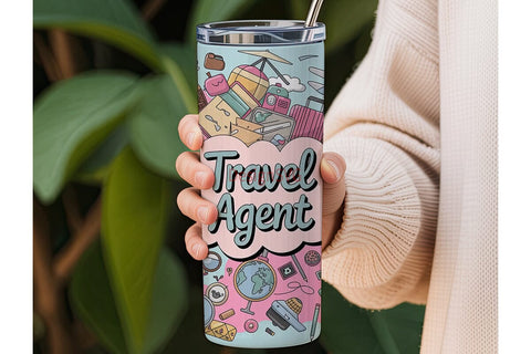 Travel Agent 20oz Tumbler Wrap Sublimation DesignSVG 