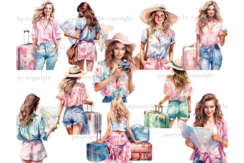 Travel Clipart Bundle | Tourist Clipart Bundle SVG GlamArtZhanna 