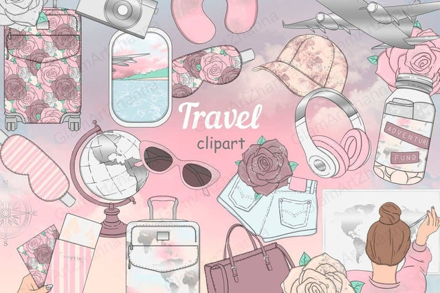 Travel CLIPART Cruise Tropical Party Planner Stickers - PNG SVG GlamArtZhanna 