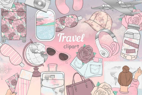 Travel CLIPART Cruise Tropical Party Planner Stickers - PNG SVG GlamArtZhanna 