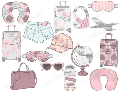 Travel CLIPART Cruise Tropical Party Planner Stickers - PNG SVG GlamArtZhanna 