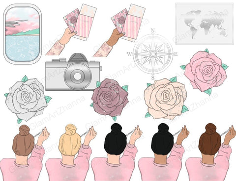 Travel CLIPART Cruise Tropical Party Planner Stickers - PNG SVG GlamArtZhanna 