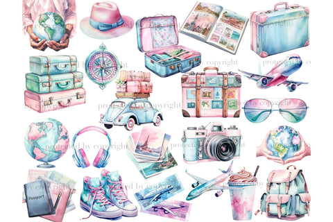 Travel Clipart Set | Summer Vacation PNG Illustration SVG GlamArtZhanna 