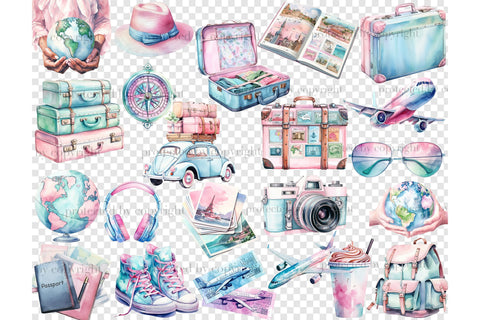 Travel Clipart Set | Summer Vacation PNG Illustration SVG GlamArtZhanna 