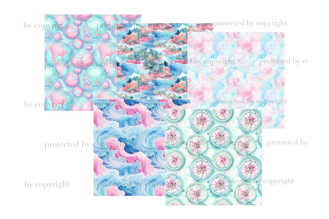 Travel Digital Papers | Vacation Seamless Pattern Set Digital Pattern GlamArtZhanna 