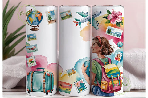 Travel Girl Adventure 20oz Tumbler Wrap Sublimation PixelChick 