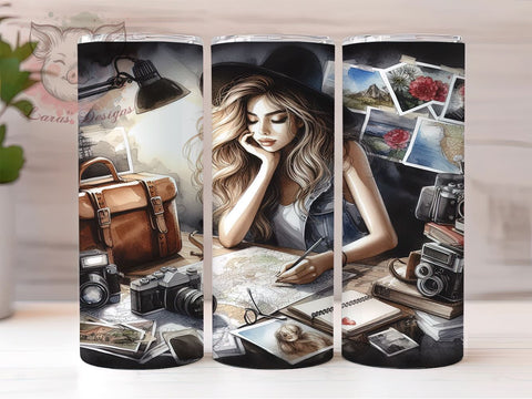 Travel Girl Around the World 20oz Tumbler Png, Straight & Tapered Tumbler Png, Girls Trip Tour Tumbler Png, Digital Download PNG Sublimation Lara' s Designs 
