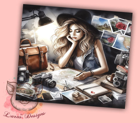 Travel Girl Around the World 20oz Tumbler Png, Straight & Tapered Tumbler Png, Girls Trip Tour Tumbler Png, Digital Download PNG Sublimation Lara' s Designs 