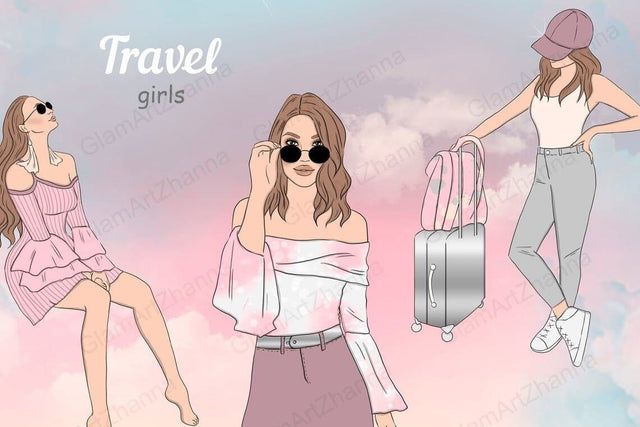 Travel GIRLS Cruise Tropical Party Planner Stickers - PNG SVG GlamArtZhanna 