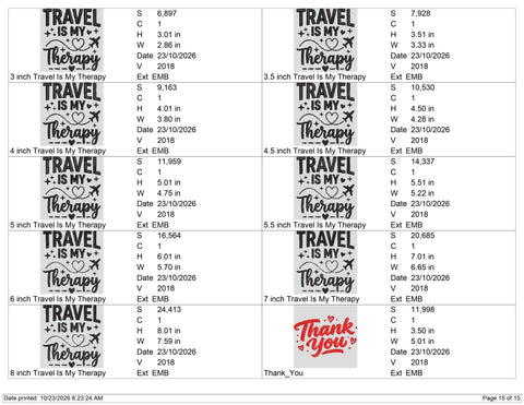 Travel Is My Therapy Embroidery Design – Airplane Heart Flight Path Travel Lover Machine Embroidery File Embroidery/Applique DESIGNS PatternFeed8 