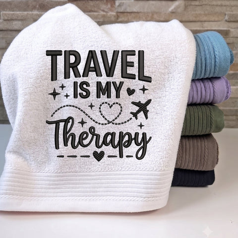 Travel Is My Therapy Embroidery Design – Airplane Heart Flight Path Travel Lover Machine Embroidery File Embroidery/Applique DESIGNS PatternFeed8 