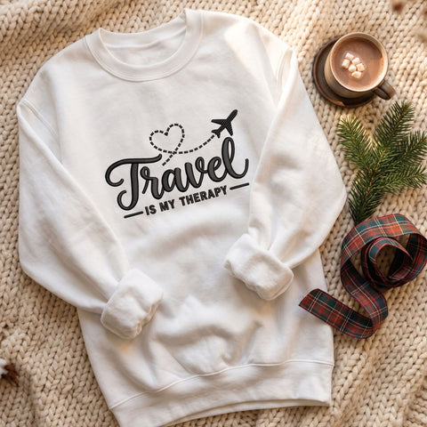 Travel Is My Therapy Embroidery Design – Airplane Heart Flight Path Wanderlust Travel Lover Machine Embroidery File Embroidery/Applique DESIGNS PatternFeed8 