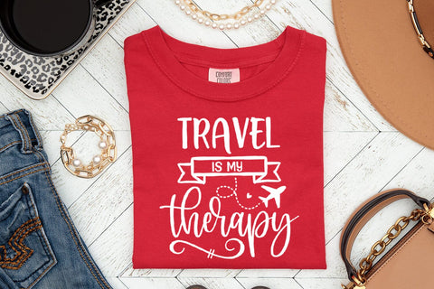 Travel is My Therapy I Travel SVG I Travel Quotes SVG SVG Happy Printables Club 