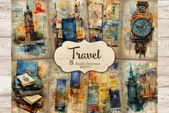 Travel Junk Journal Pages | Digital Collage Sheet SVG GlamArtZhanna 
