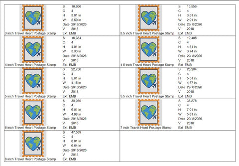 Travel Love World Heart Machine Embroidery Design – Airplane Globe Postage Stamp Embroidery File Embroidery/Applique DESIGNS PatternFeed8 