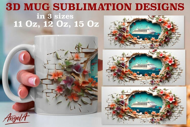 Travel mug sublimation designs / cruise ship in broken wall Sublimation Angelina Semenova 