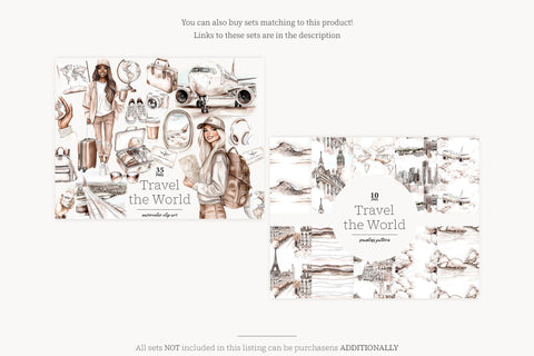 Travel Paper | Vacation Paper | Adventure Paper Digital Pattern GlamArtZhanna 