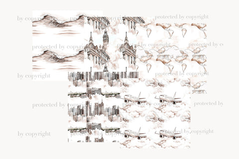 Travel Paper | Vacation Paper | Adventure Paper Digital Pattern GlamArtZhanna 