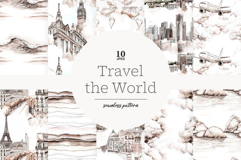 Travel Paper | Vacation Paper | Adventure Paper Digital Pattern GlamArtZhanna 