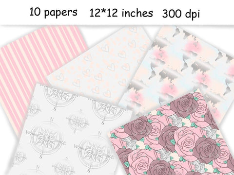 Travel PATTERN Cruise Tropical Party Planner Stickers JPEG Digital Pattern GlamArtZhanna 