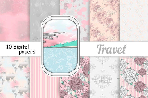 Travel PATTERN Cruise Tropical Party Planner Stickers JPEG Digital Pattern GlamArtZhanna 