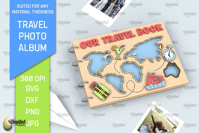 Travel Photo Album Laser Cut. Travel Book SVG SVG Evgenyia Guschina 