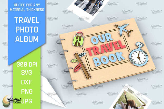 Travel Photo Album Laser Cut. Travel Book SVG SVG Evgenyia Guschina 
