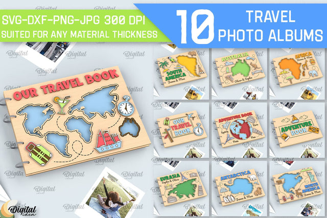 Travel Photo Albums Laser Cut Bundle. Memory Books SVG SVG Evgenyia Guschina 