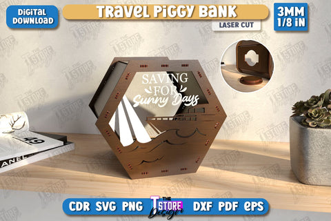 Travel Piggy Bank Laser Cut Bundle | Ticket Memory Boxes | Vacation Money Boxes | Concert Tickets | CNC Files SVG The T Store Design 