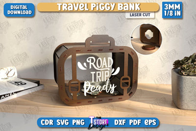 Travel Piggy Bank Laser Cut | Ticket Memory Box | Vacation Money Box | Concert Tickets | CNC File SVG The T Store Design 