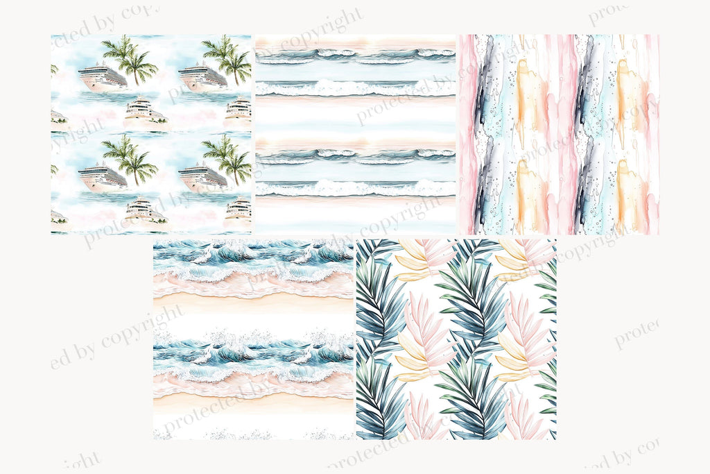 Travel Seamless Pattern | Cruise Ship Background - So Fontsy