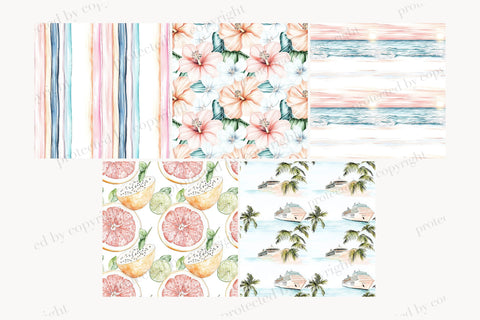 Travel Seamless Pattern | Cruise Ship Background Digital Pattern GlamArtZhanna 