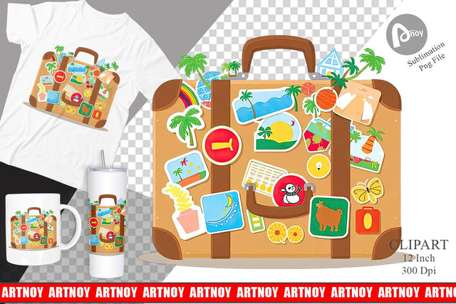 Travel Suitcase Clipart Sublimation artnoy 